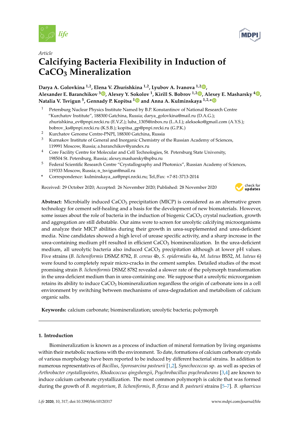 Calcifying Bacteria Flexibility in Induction of Caco3 Mineralization