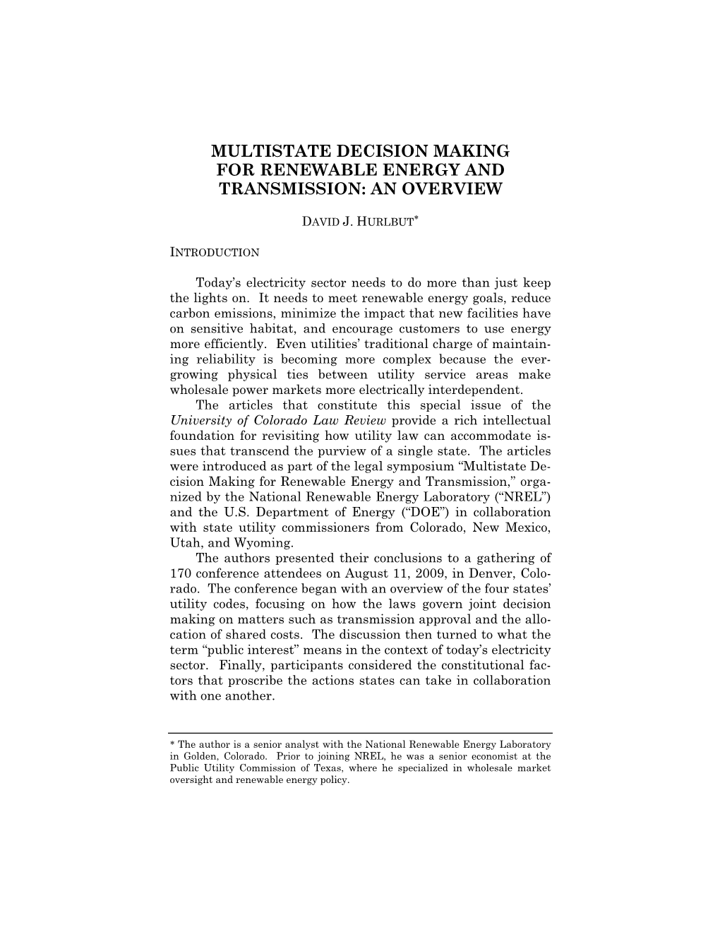 Multistate Decision Making for Renewable Energy and Transmission: an Overview