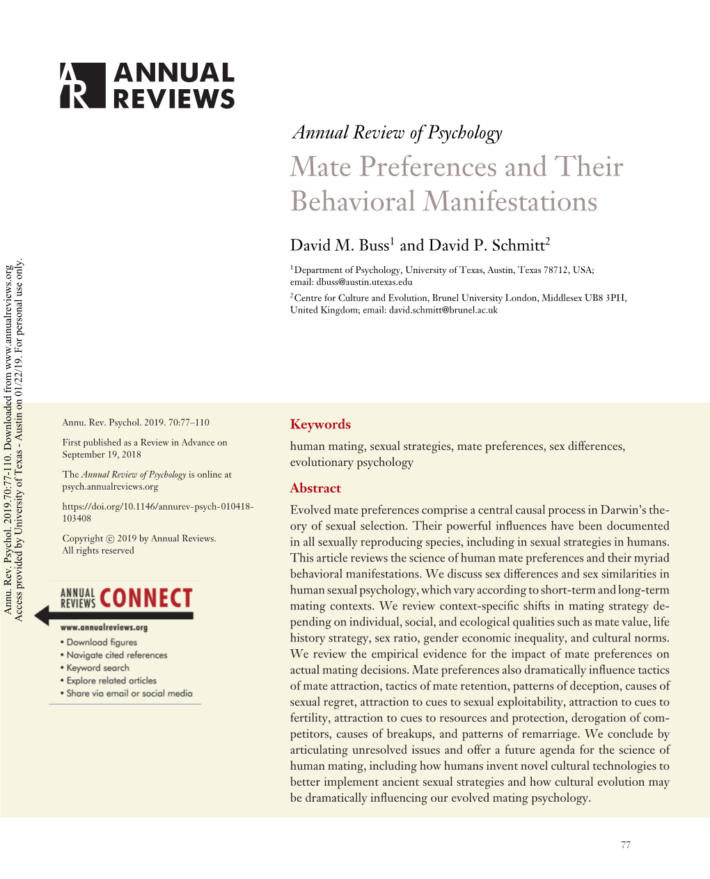 Mate Preferences and Their Behavioral Manifestations