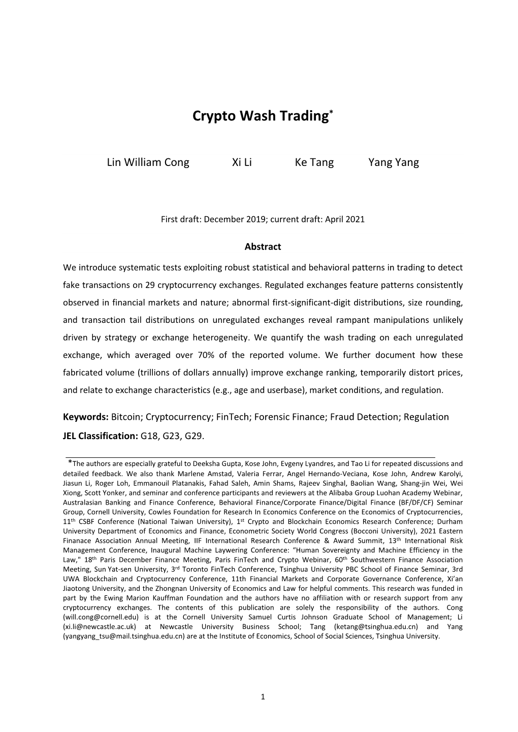 Crypto Wash Trading*