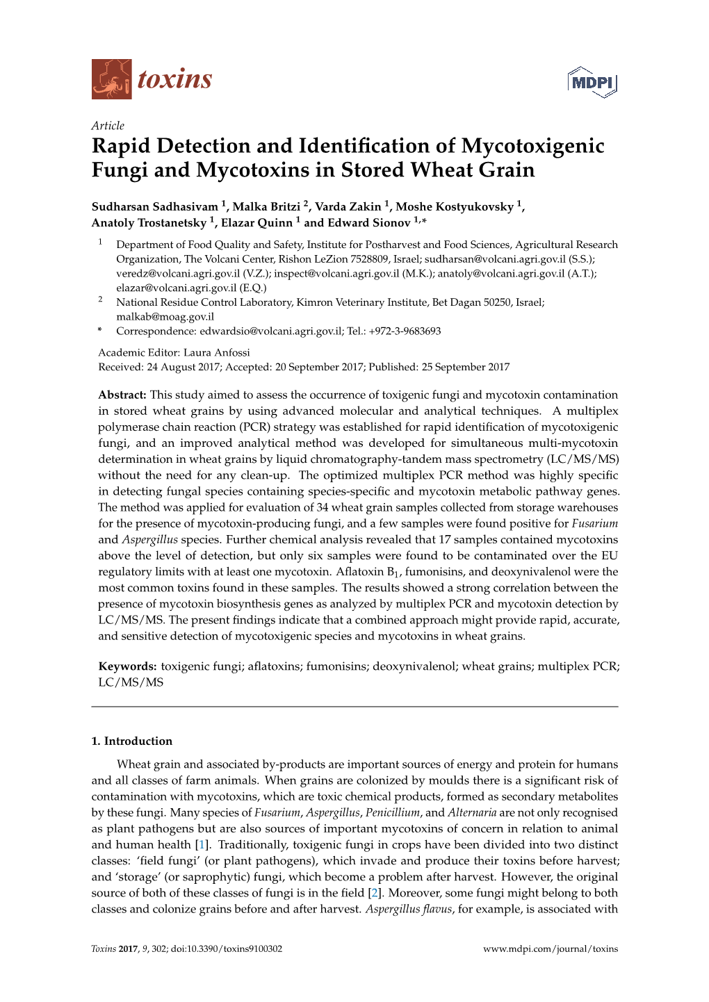 Rapid Detection and Identification of Mycotoxigenic Fungi And