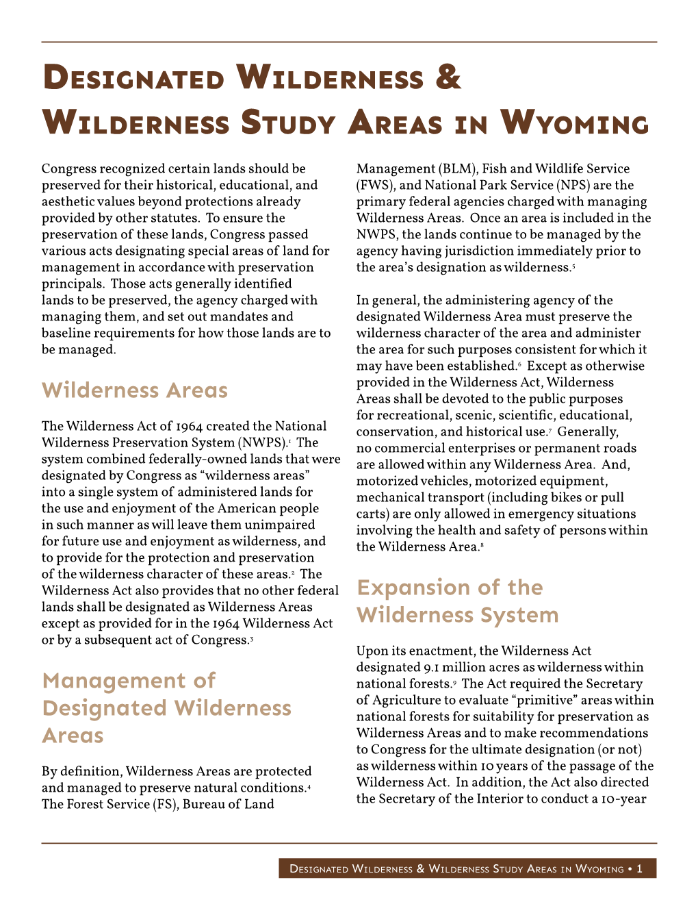 Designated Wilderness & Wilderness Study Areas in Wyoming