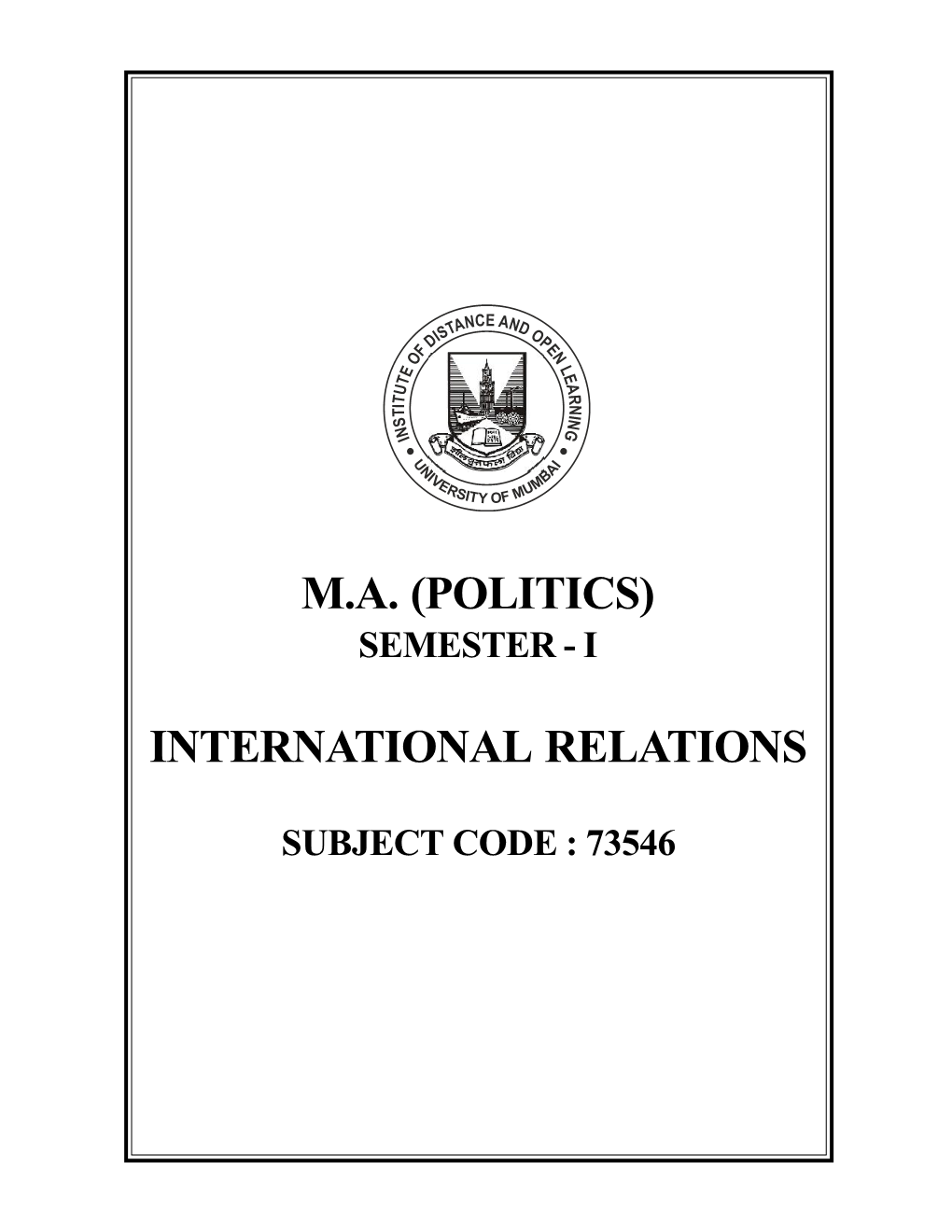 International Relations M.A. (Politics)