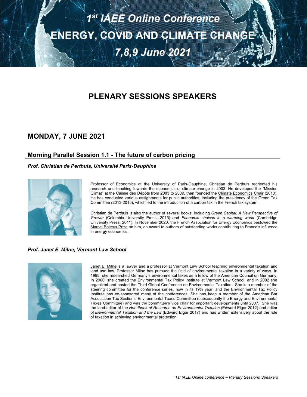 Plenary Sessions Speakers