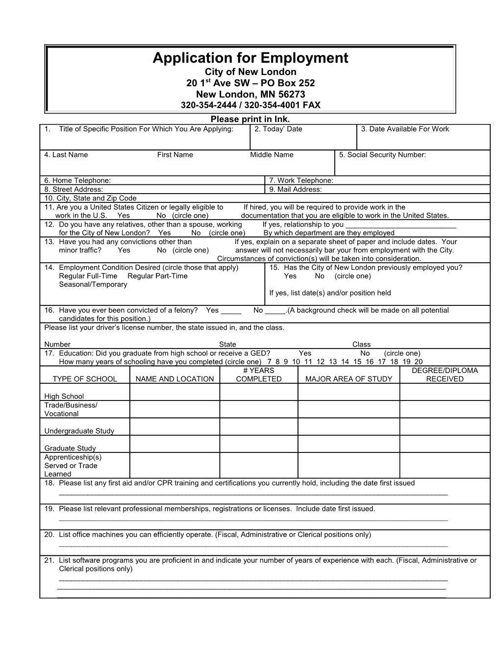 Application for Employment s12