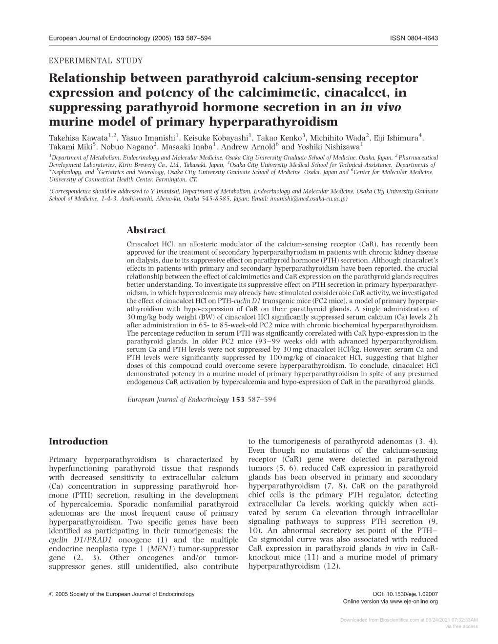 Relationship Between Parathyroid Calcium-Sensing Receptor