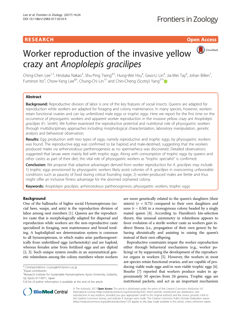 Worker Reproduction of the Invasive Yellow Crazy Ant Anoplolepis