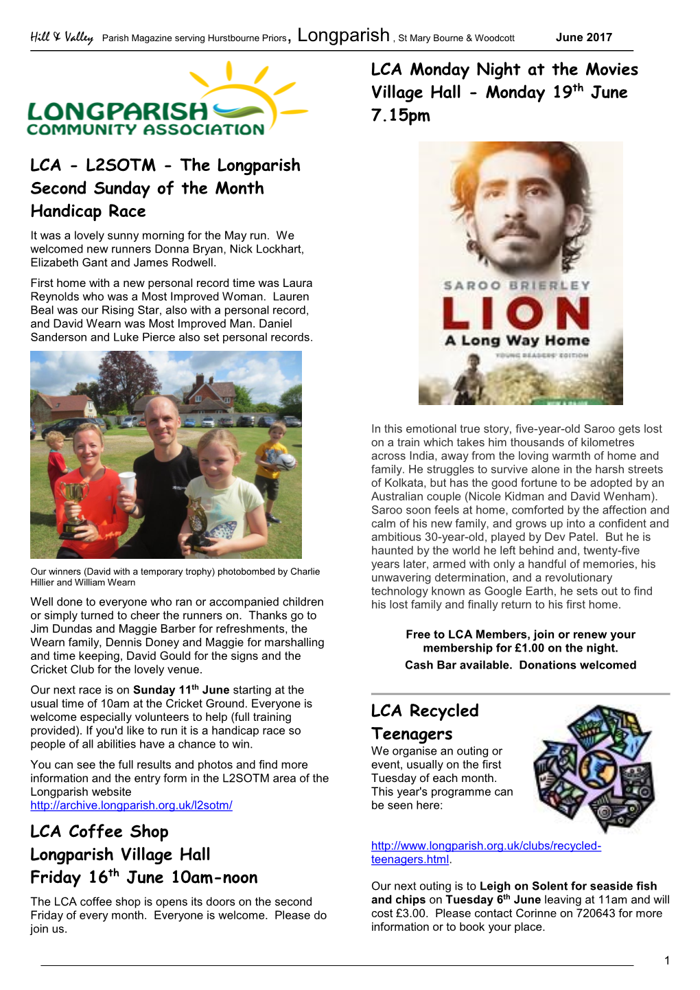 LCA Monday Night at the Movies Th Village Hall - Monday 19 June 7.15Pm