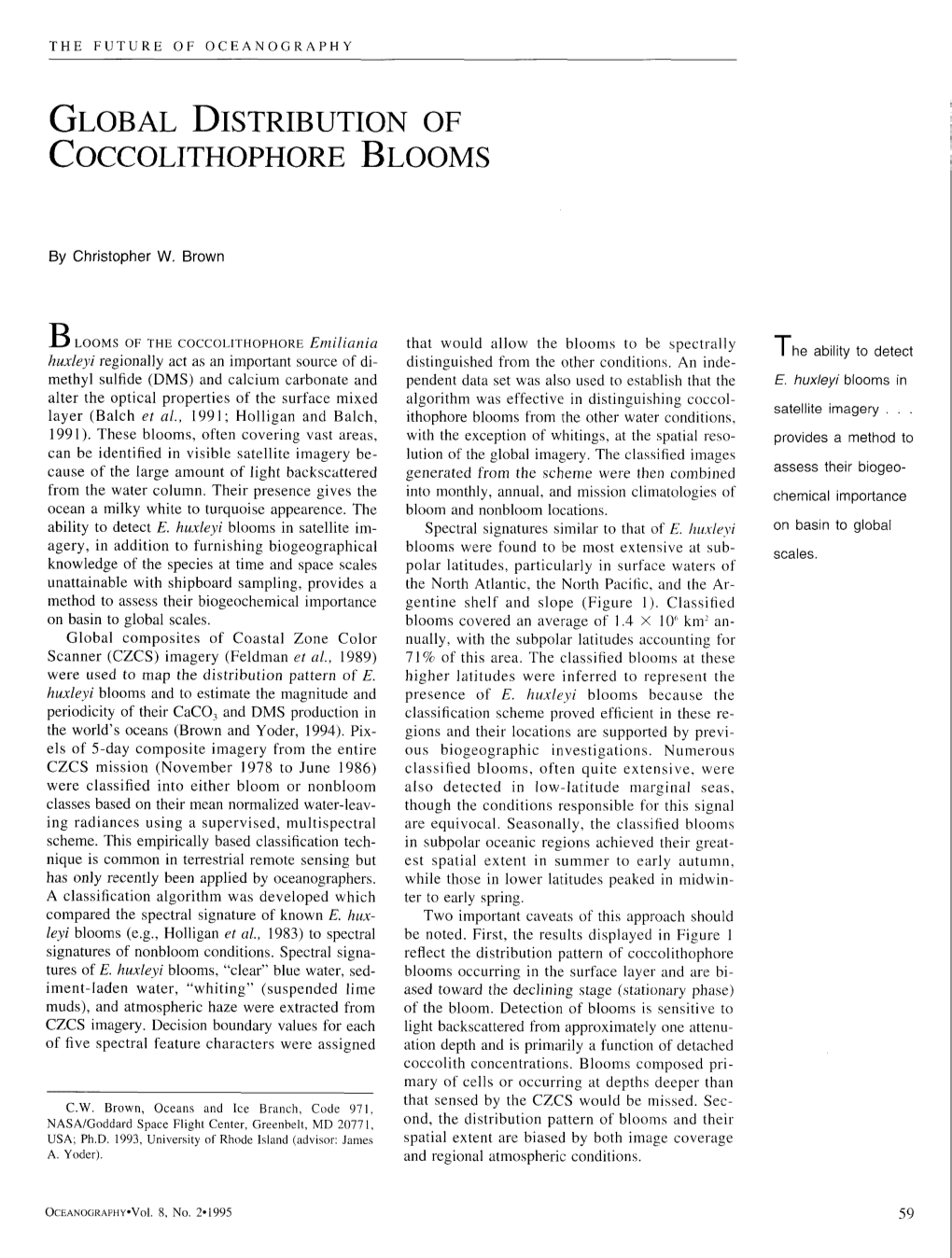 Coccolithophore Blooms