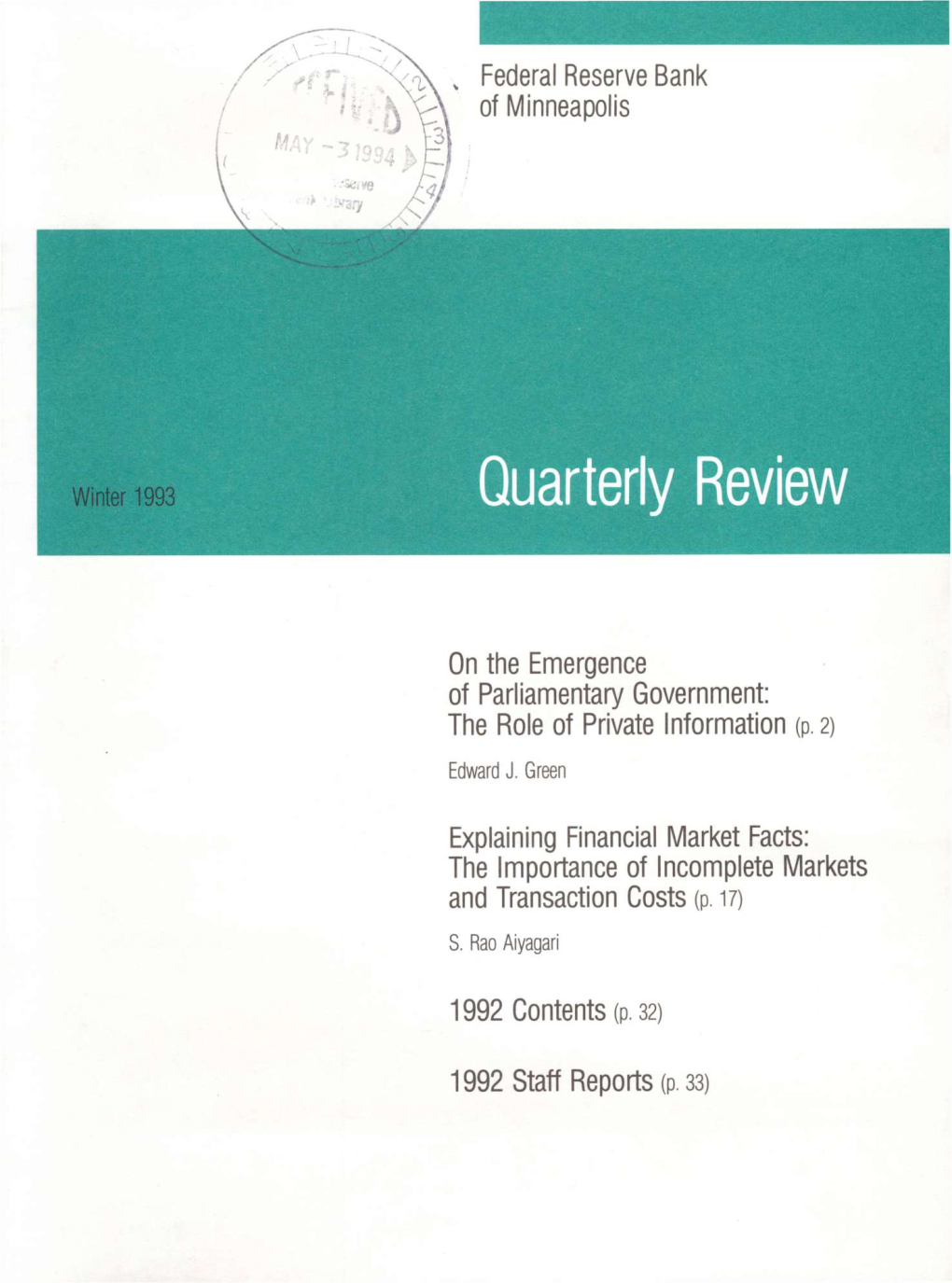 On the Emergence of Parliamentary Government: the Role of Private Information (P