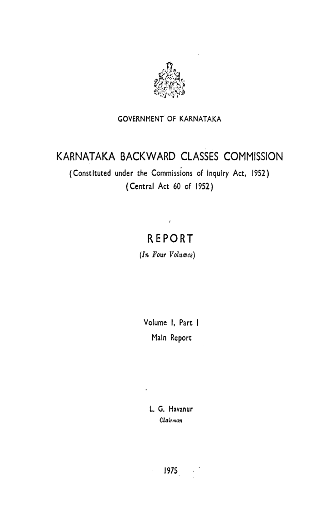 Karnataka Backward Classes Commission Report