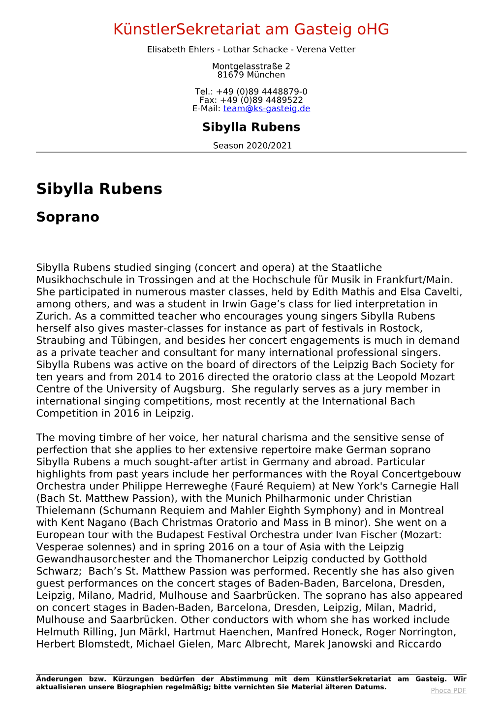 Sibylla Rubens Season 2020/2021