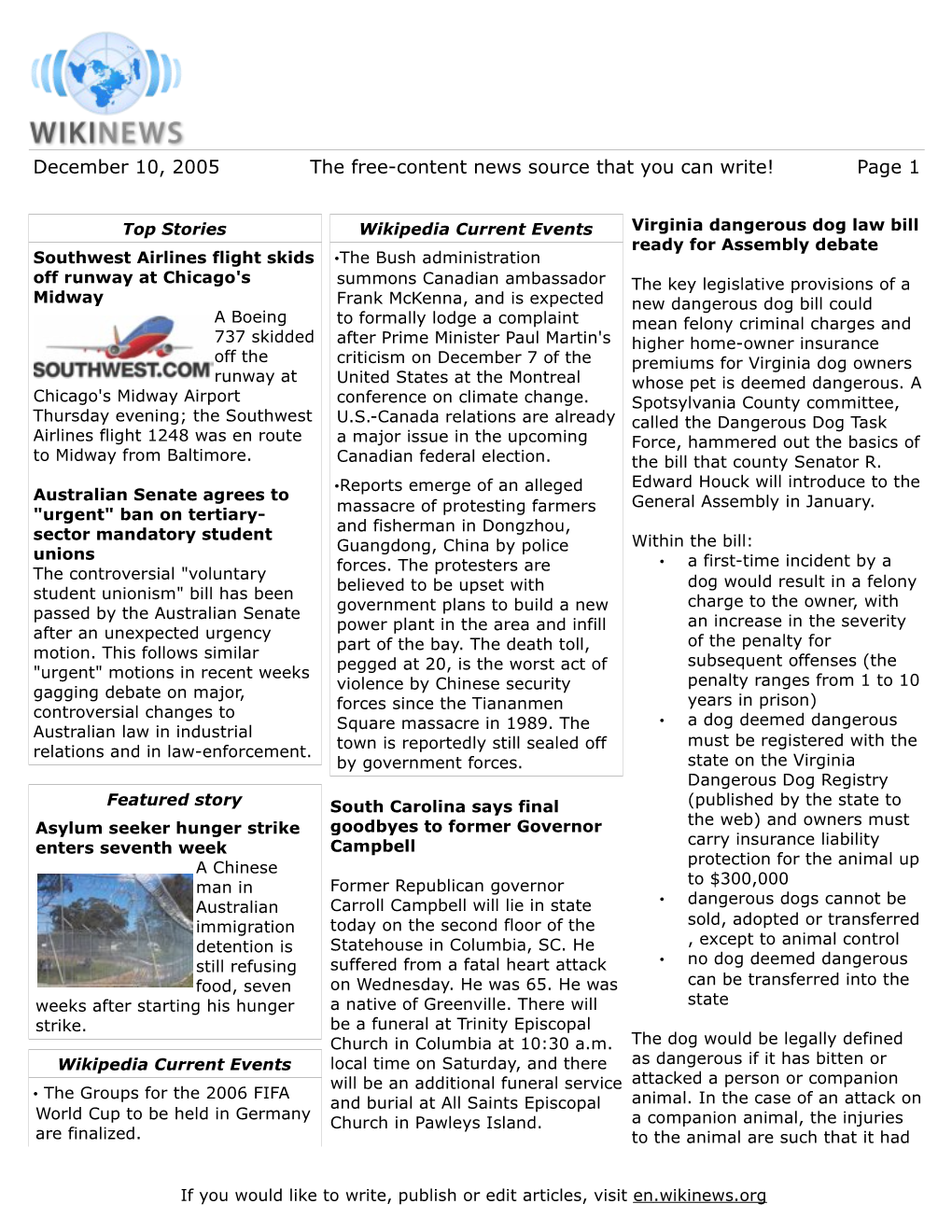 December 10, 2005 the Free-Content News Source That You Can Write! Page 1