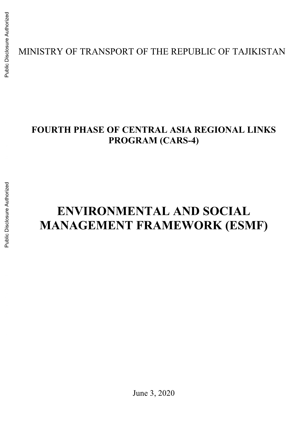 Fourth Phase of Central Asia Regional Links Program (Cars-4)