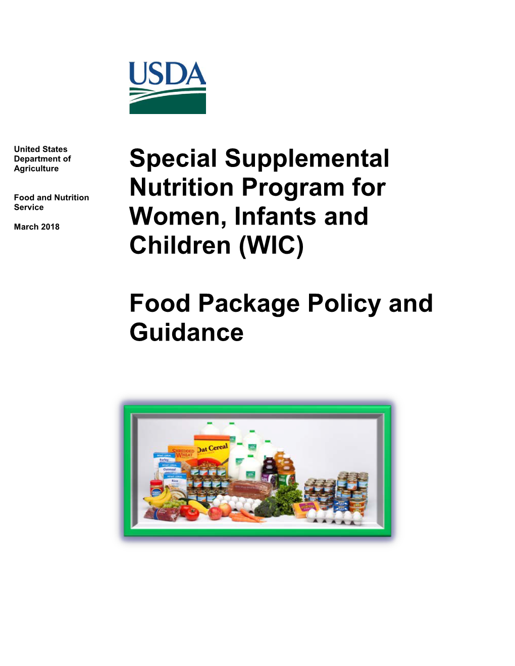 USDA WIC Food Package Policy and Guidance