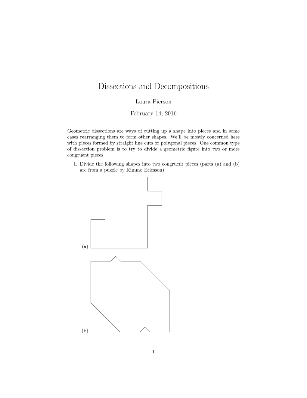 Dissections and Decompositions