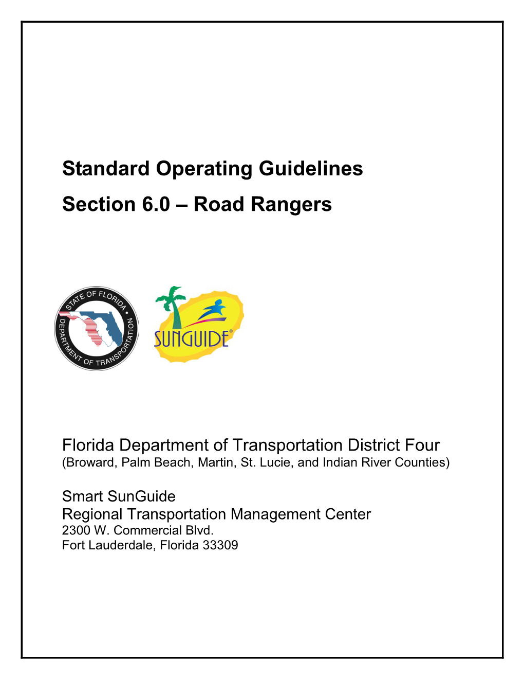 Standard Operating Guidelines Section 6.0 – Road Rangers
