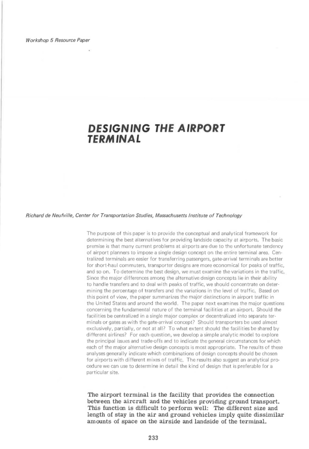 Designing the Airport Terminal