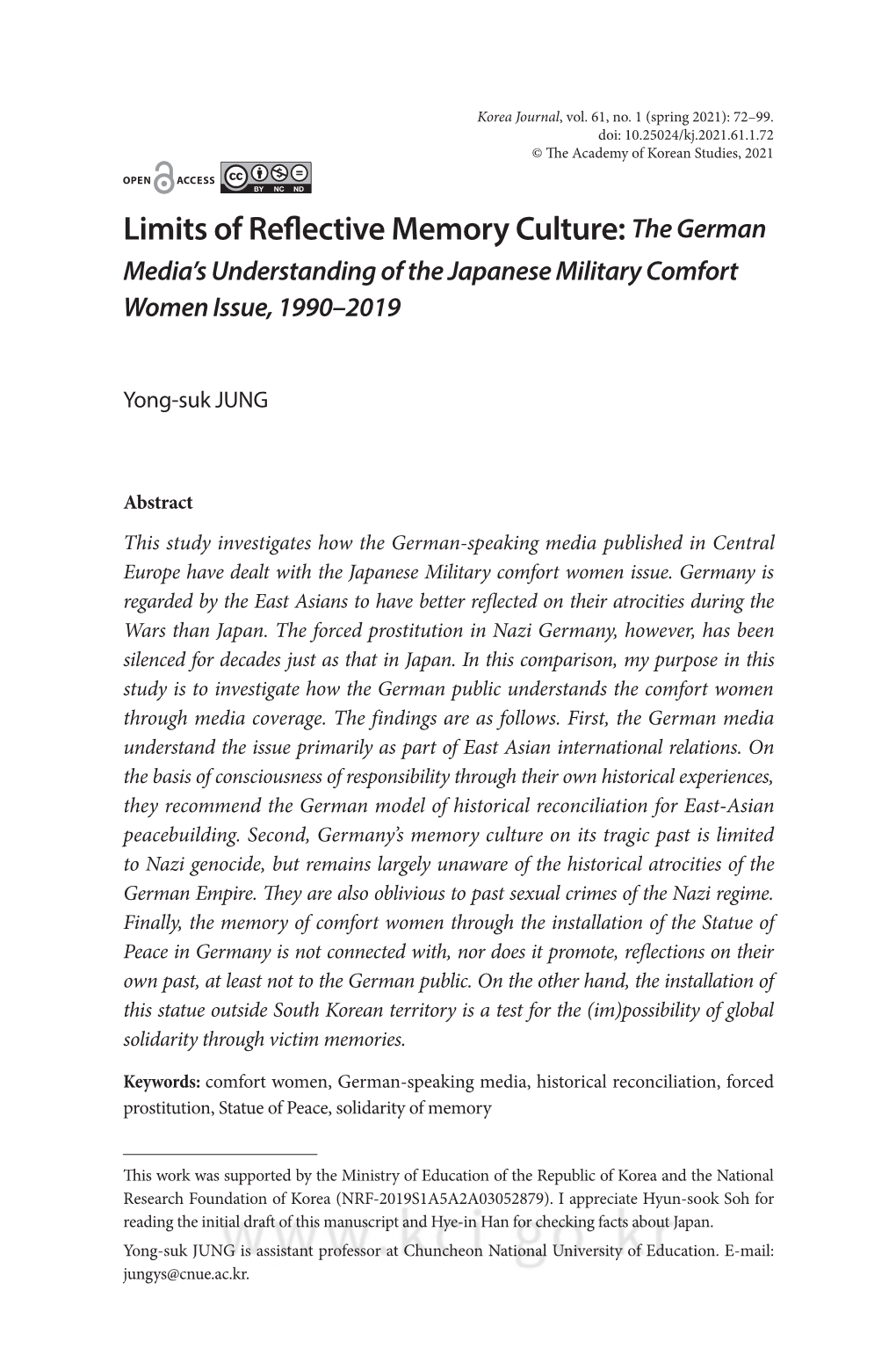 Limits of Reflective Memory Culture: the German Media’S Understanding of the Japanese Military