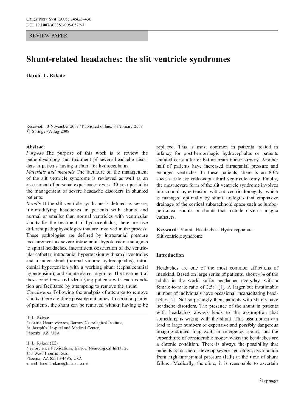 Shunt-Related Headaches: the Slit Ventricle Syndromes