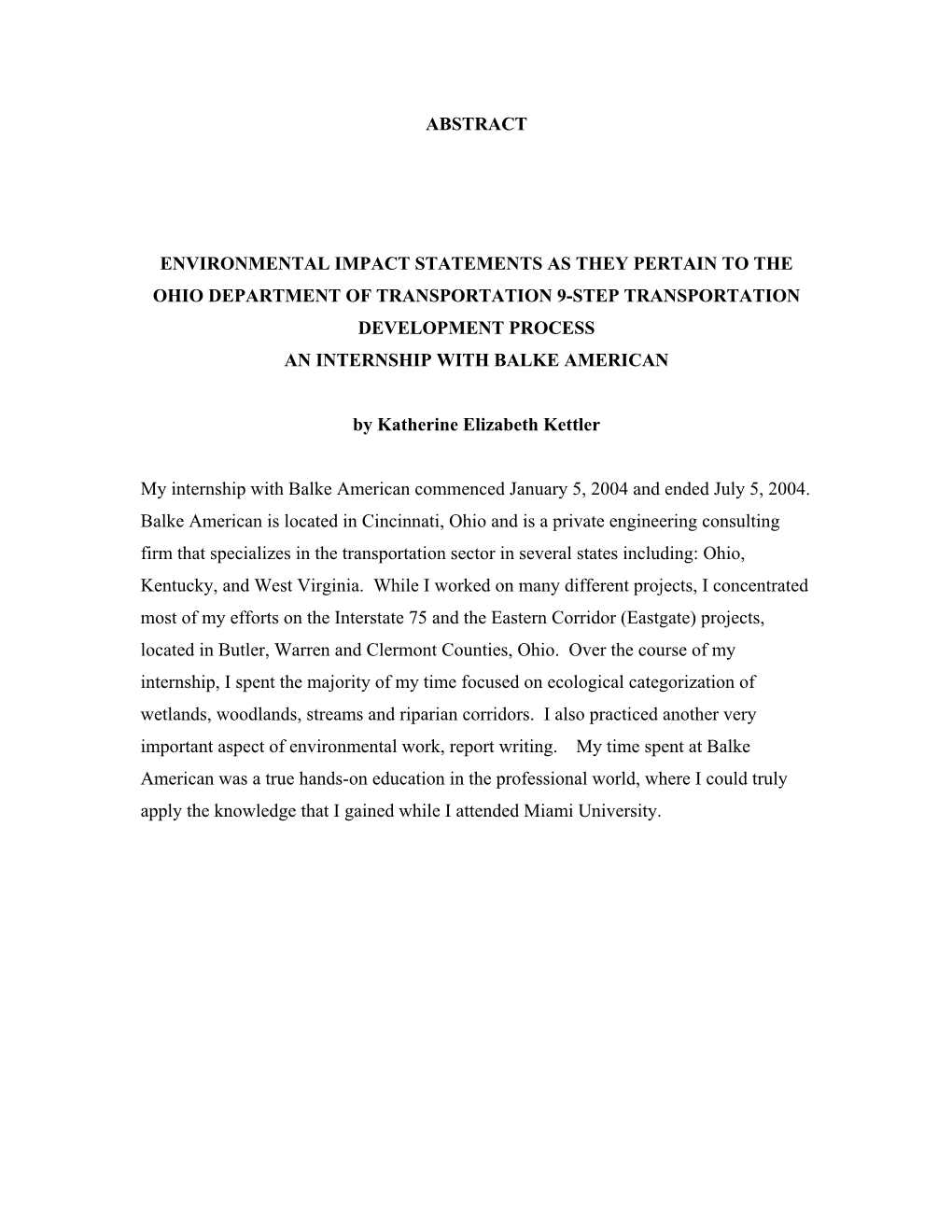 Abstract Environmental Impact Statements As They