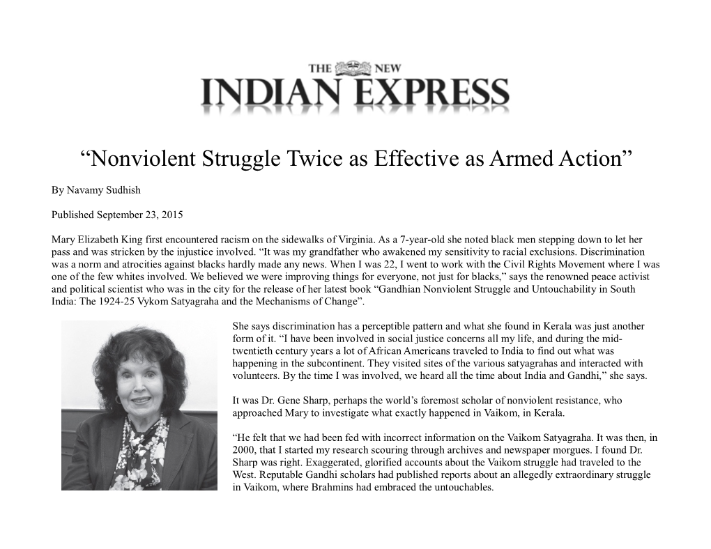 “Nonviolent Struggle Twice As Effective As Armed Action”
