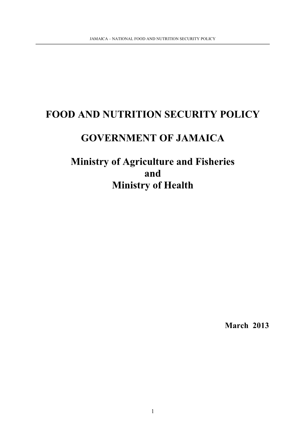 Food and Nutrition Security Policy