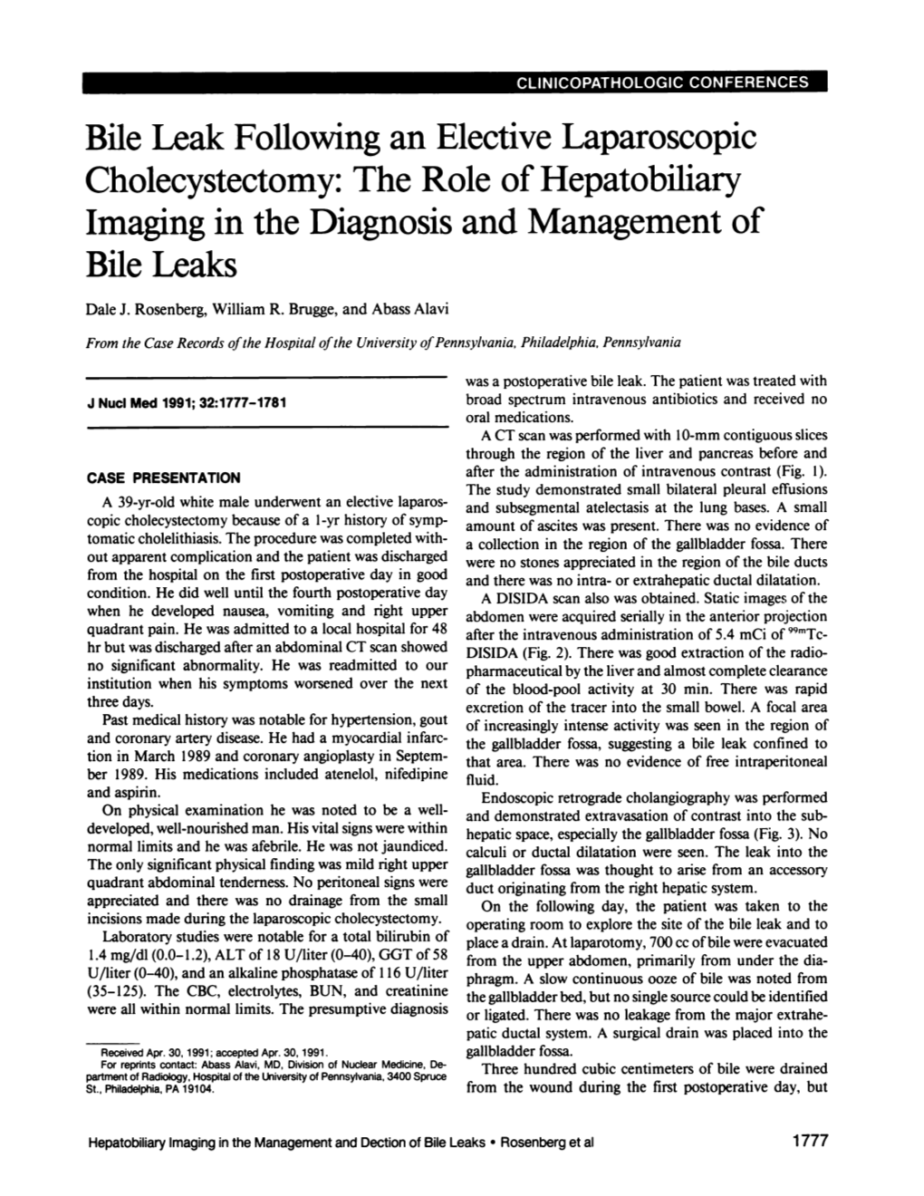 Bile Leak Following an Elective Laparoscopic Cholecystectomy: the Role of Hepatobiliary Imaging in the Diagnosis and Management of Bile Leaks