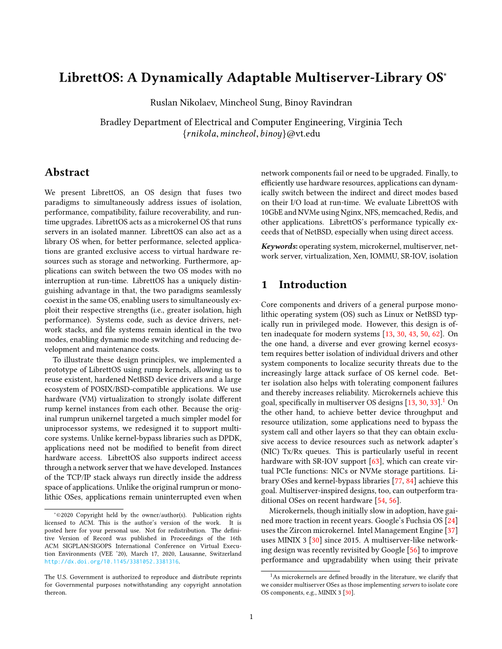 Librettos: a Dynamically Adaptable Multiserver-Library OS∗