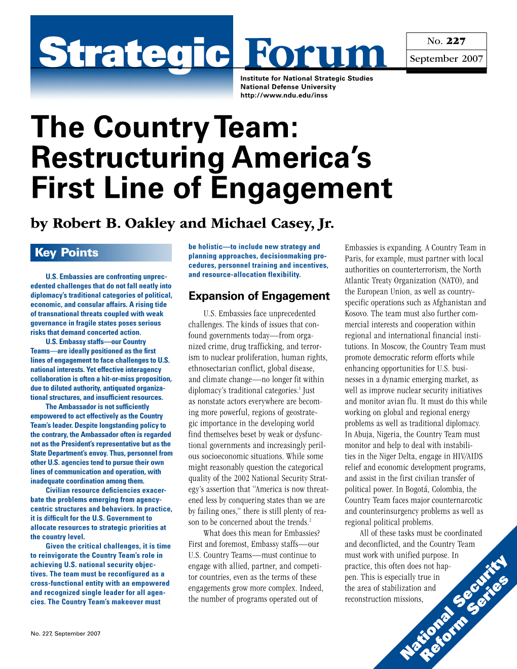 The Country Team: Restructuring America's First Line of Engagement