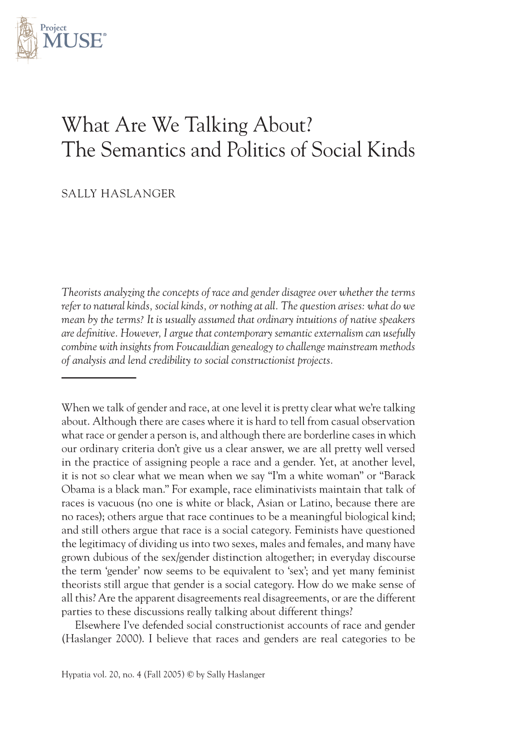 What Are We Talking About? the Semantics and Politics of Social Kinds