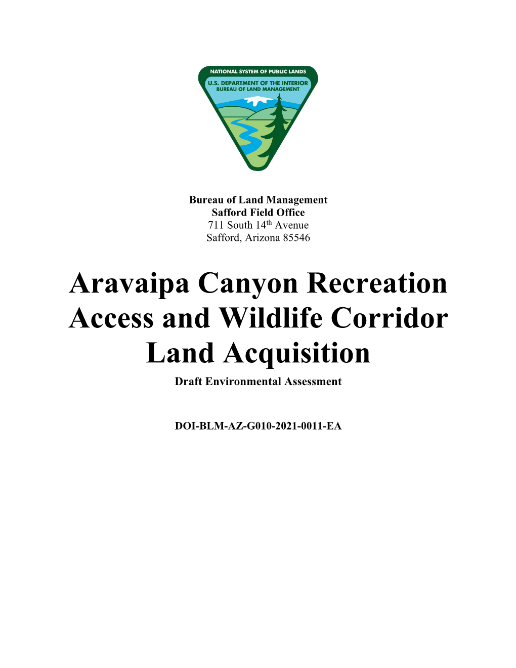 Draft Aravaipa Canyon Recreation Access and Wildlife Corridor Land