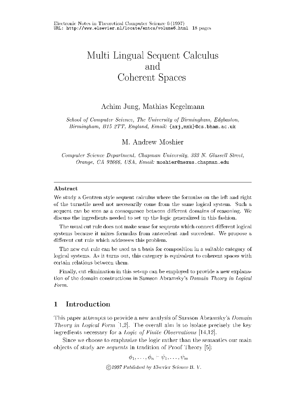 Multi Lingual Sequent Calculus and Coherent Spaces