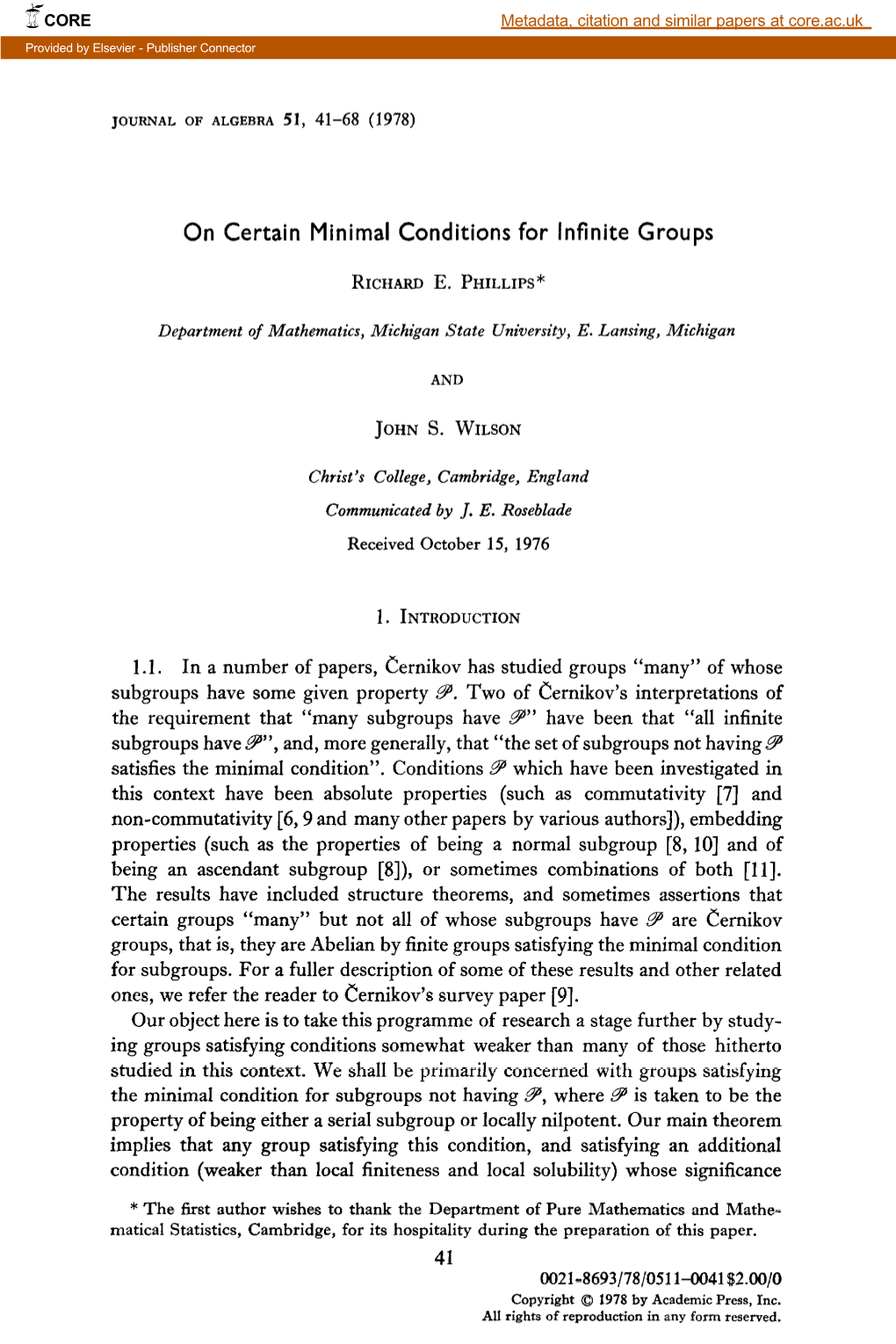 On Certain Minimal Conditions for Infinite Groups