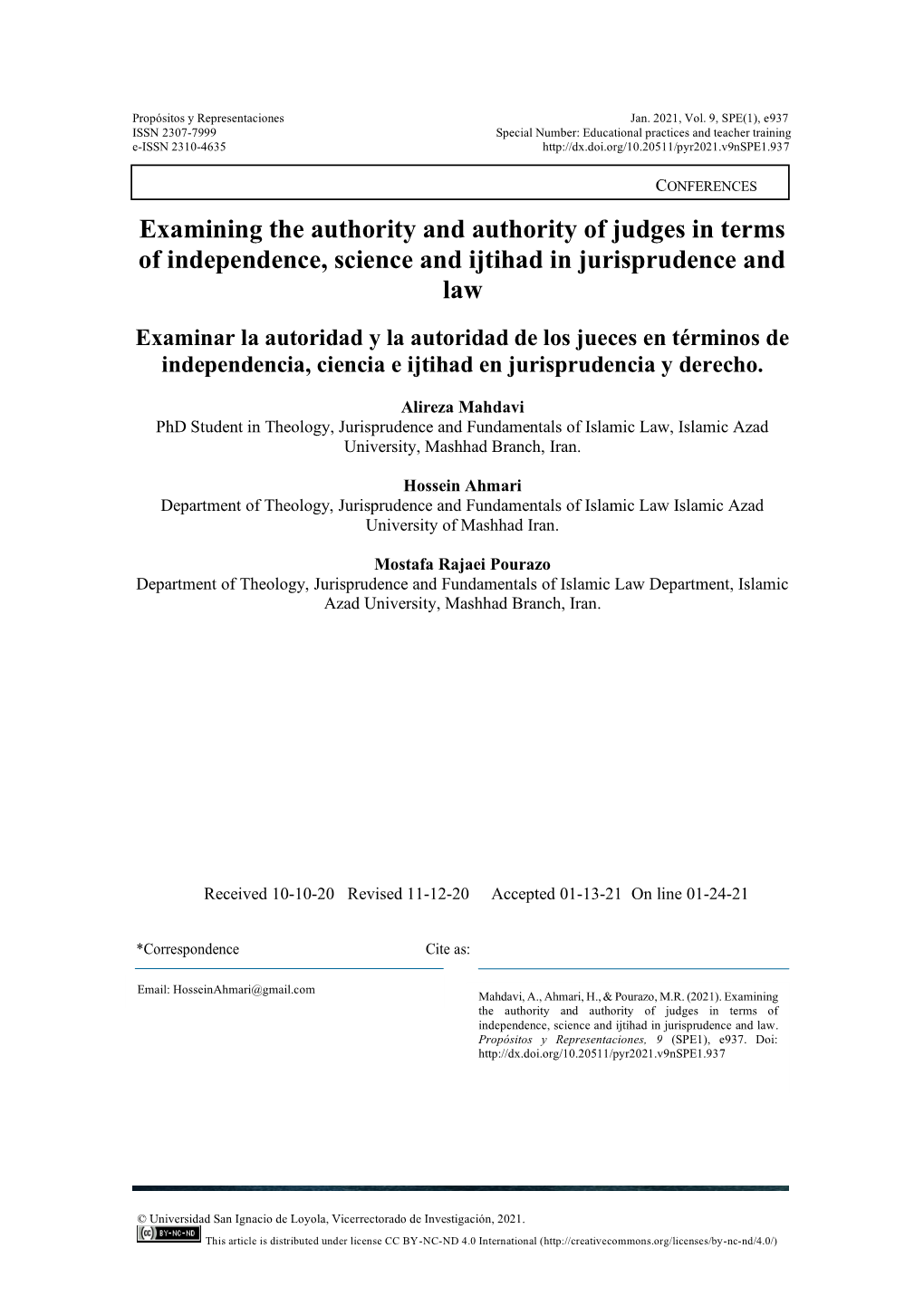 Examining the Authority and Authority of Judges in Terms of Independence, Science and Ijtihad in Jurisprudence and Law