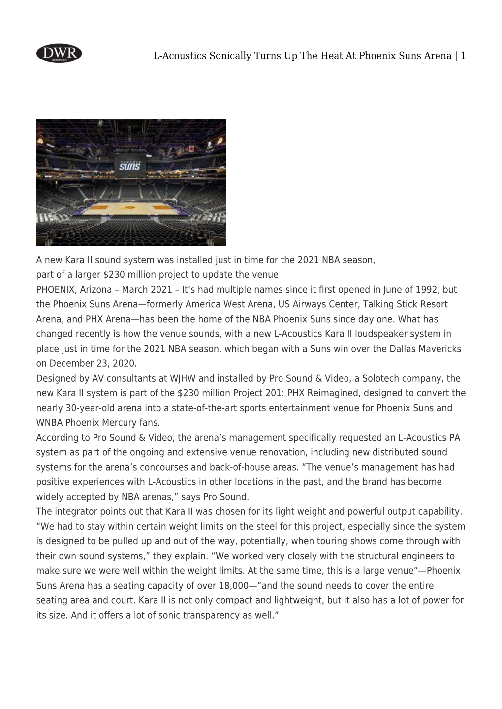 L-Acoustics Sonically Turns up the Heat at Phoenix Suns Arena | 1
