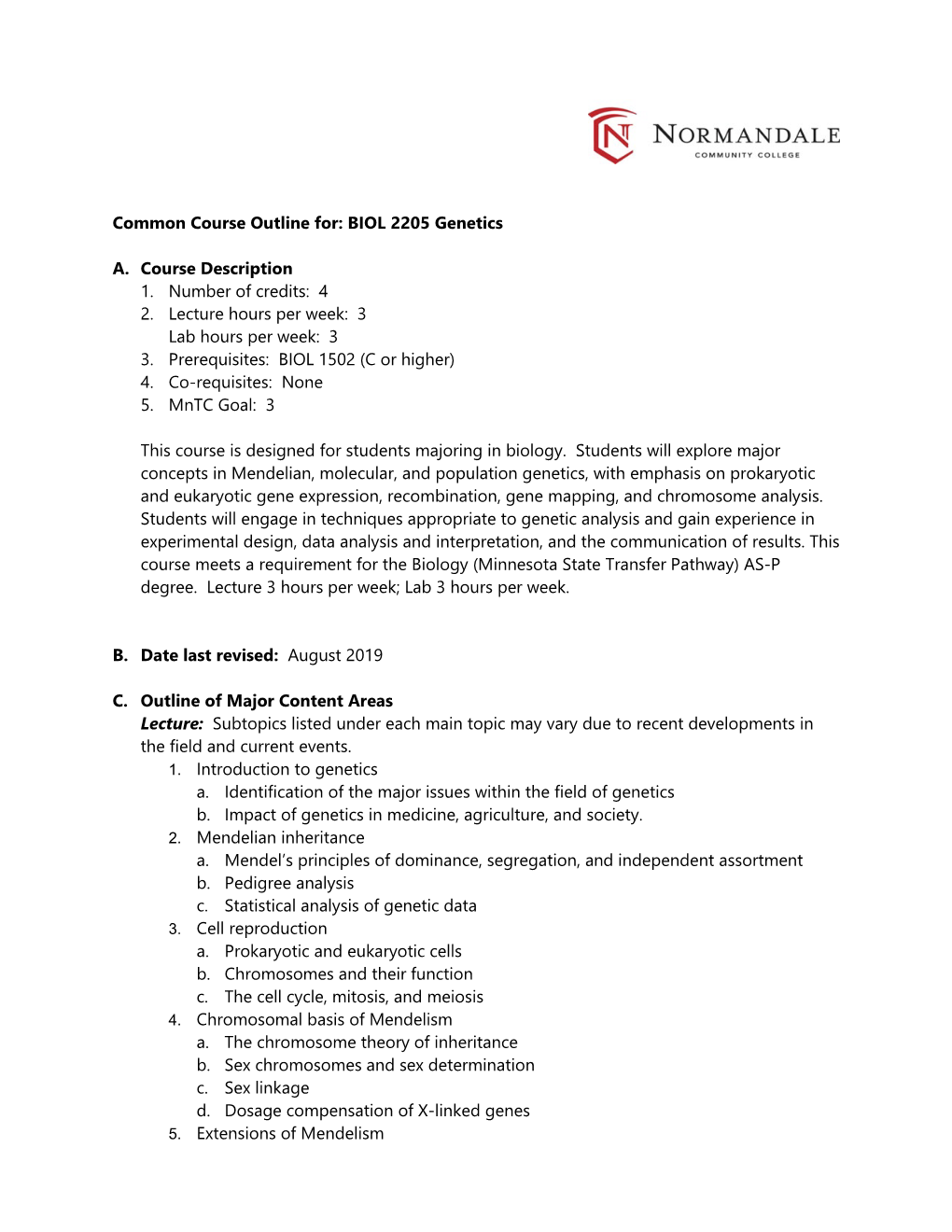 BIOL 2205 Genetics