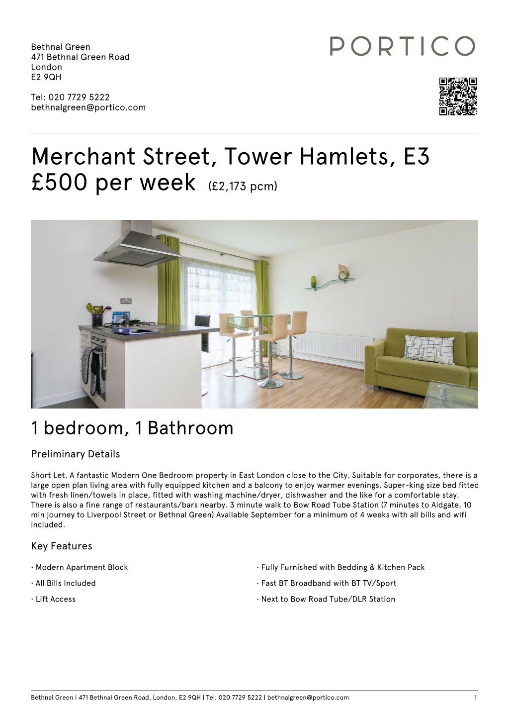 Merchant Street, Tower Hamlets, E3 £500 Per Week