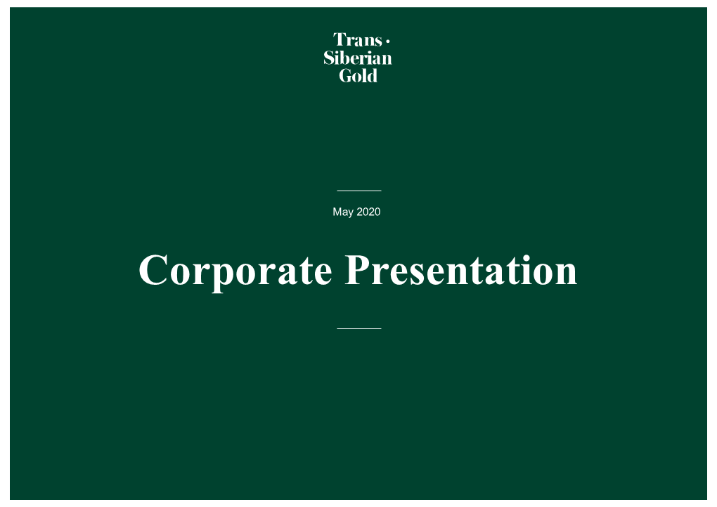 Corporate Presentation Disclaimer