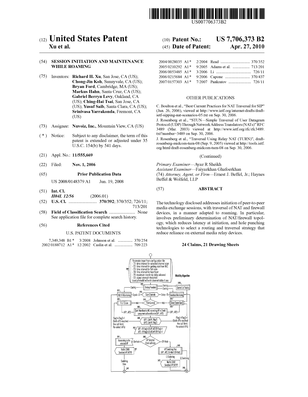 (12) United States Patent (10) Patent No.: US 7,706,373 B2 Xu Et Al