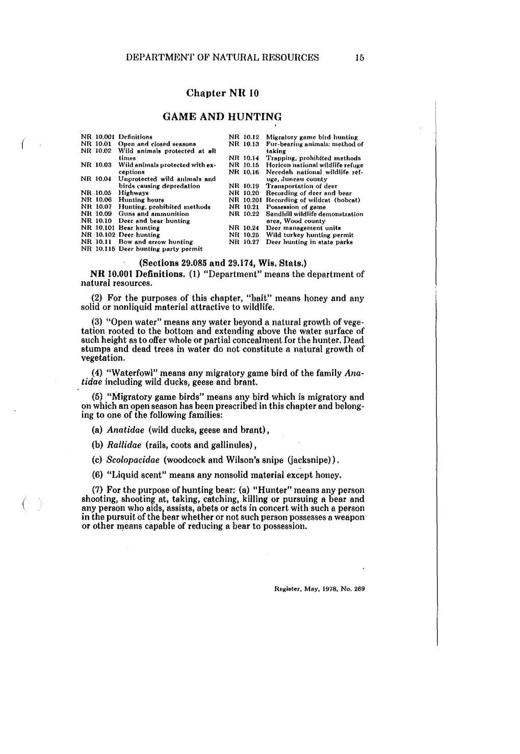 DEPARTMENT of NATURAL RF,SOURCES 15 Chapter NR 10