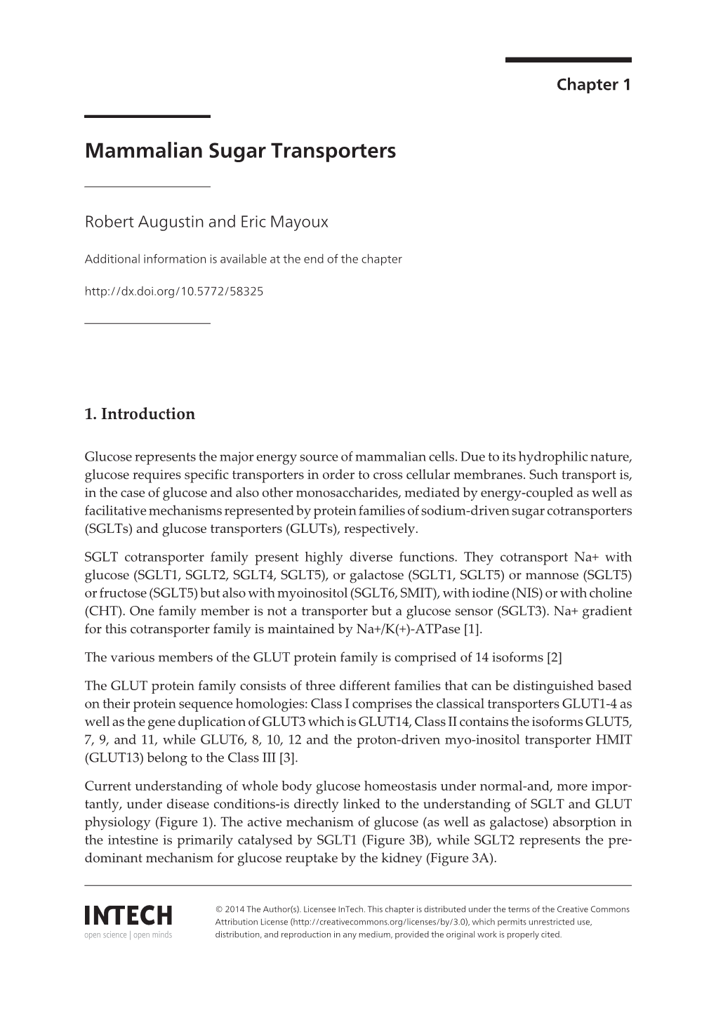 Mammalian Sugar Transporters