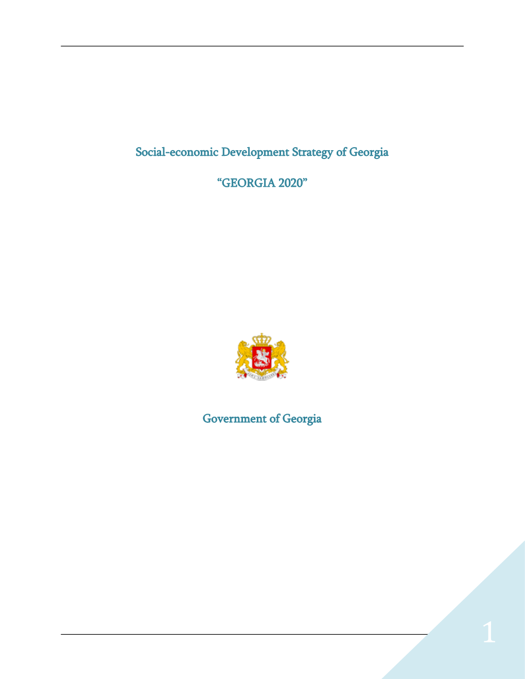 Social-Economic Development Strategy of Georgia