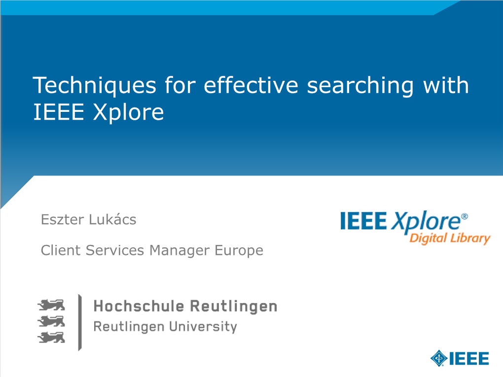 Techniques for Effective Searching with IEEE Xplore