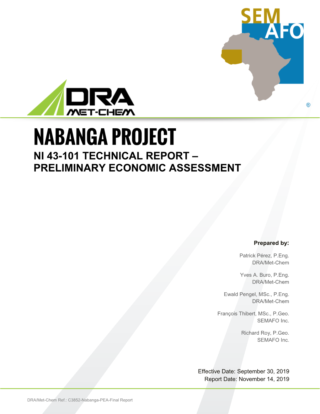 Nabanga Project Ni 43-101 Technical Report – Preliminary Economic Assessment
