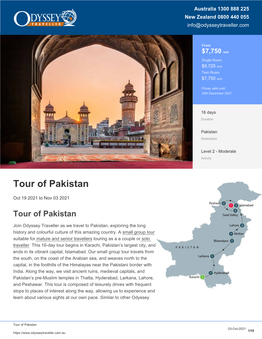 Tour of Pakistan | Small Group Tours for Seniors