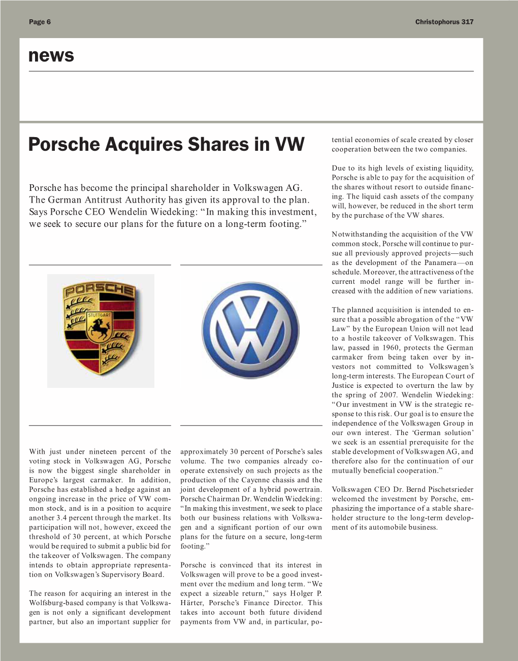 News Porsche Acquires Shares in VW