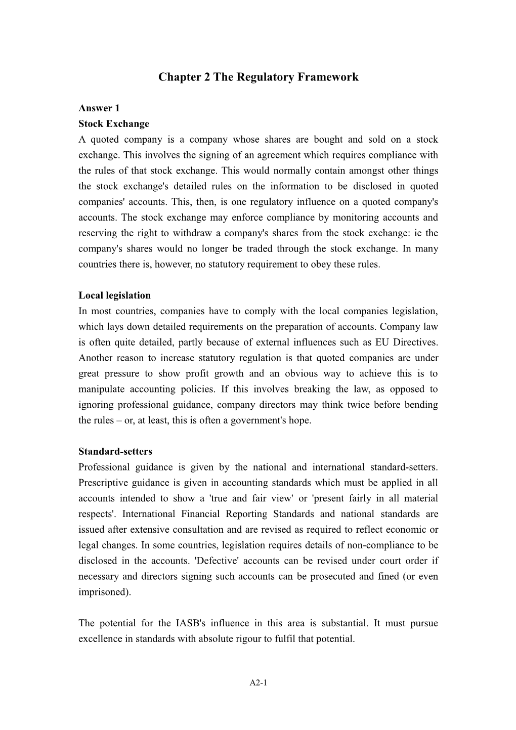 Chapter 2 the Regulatory Framework