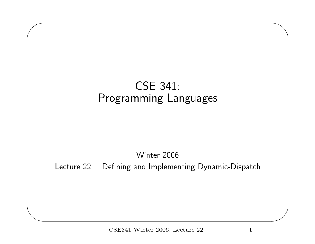 CSE 341: Programming Languages