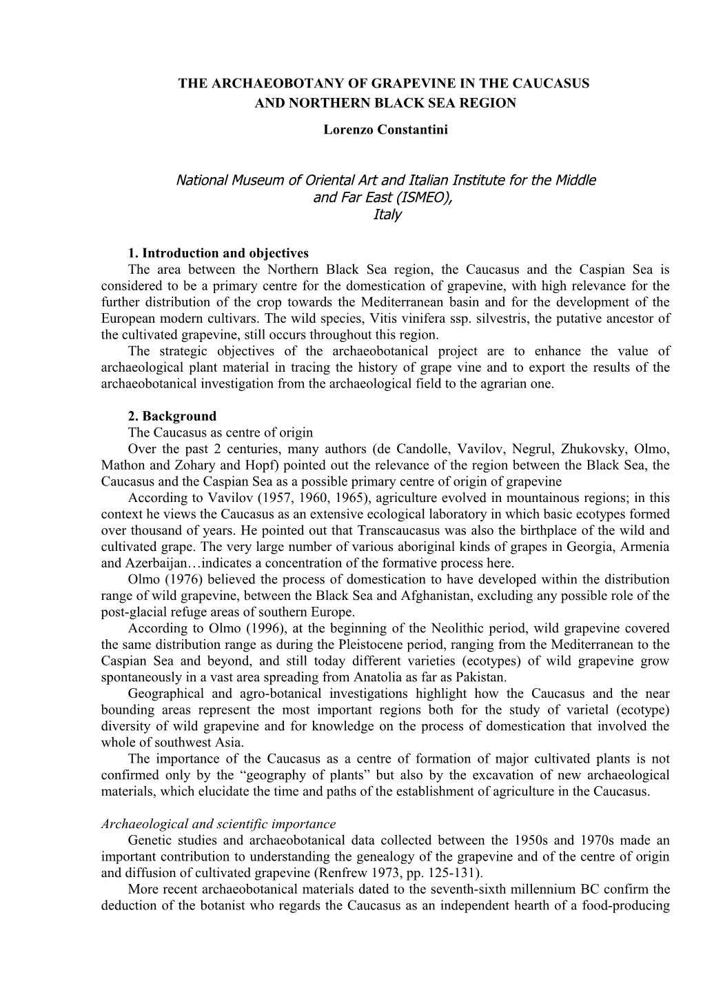 The Archaeobotany of Grapevine in the Caucasus